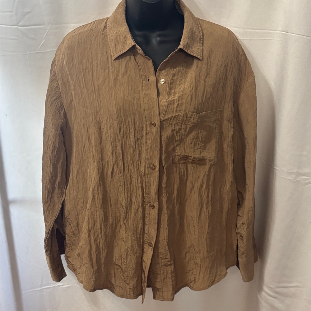 House of Harlow 1960 olive Lightweight long sleeve button down Shirt